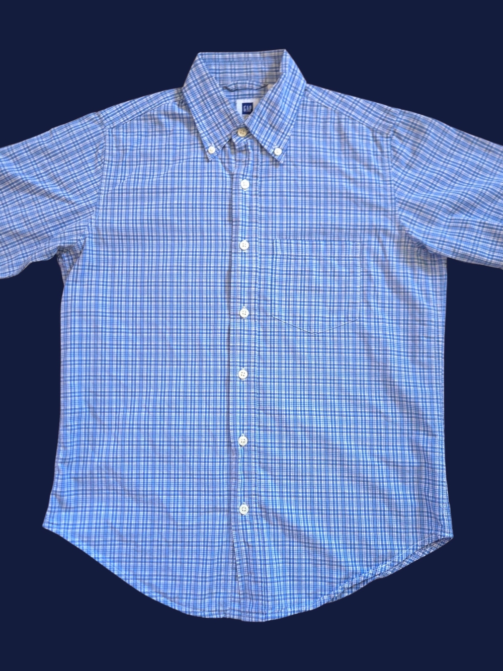 Blue Gap Button Down Shirt blue short sleeve collared dress shirt - Mens Small
